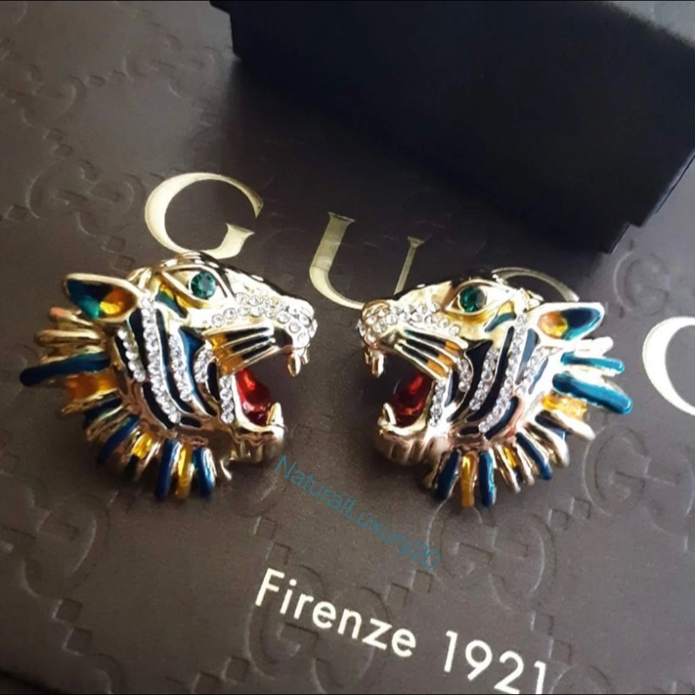 Gucci Rajah Tiger Head Earrings